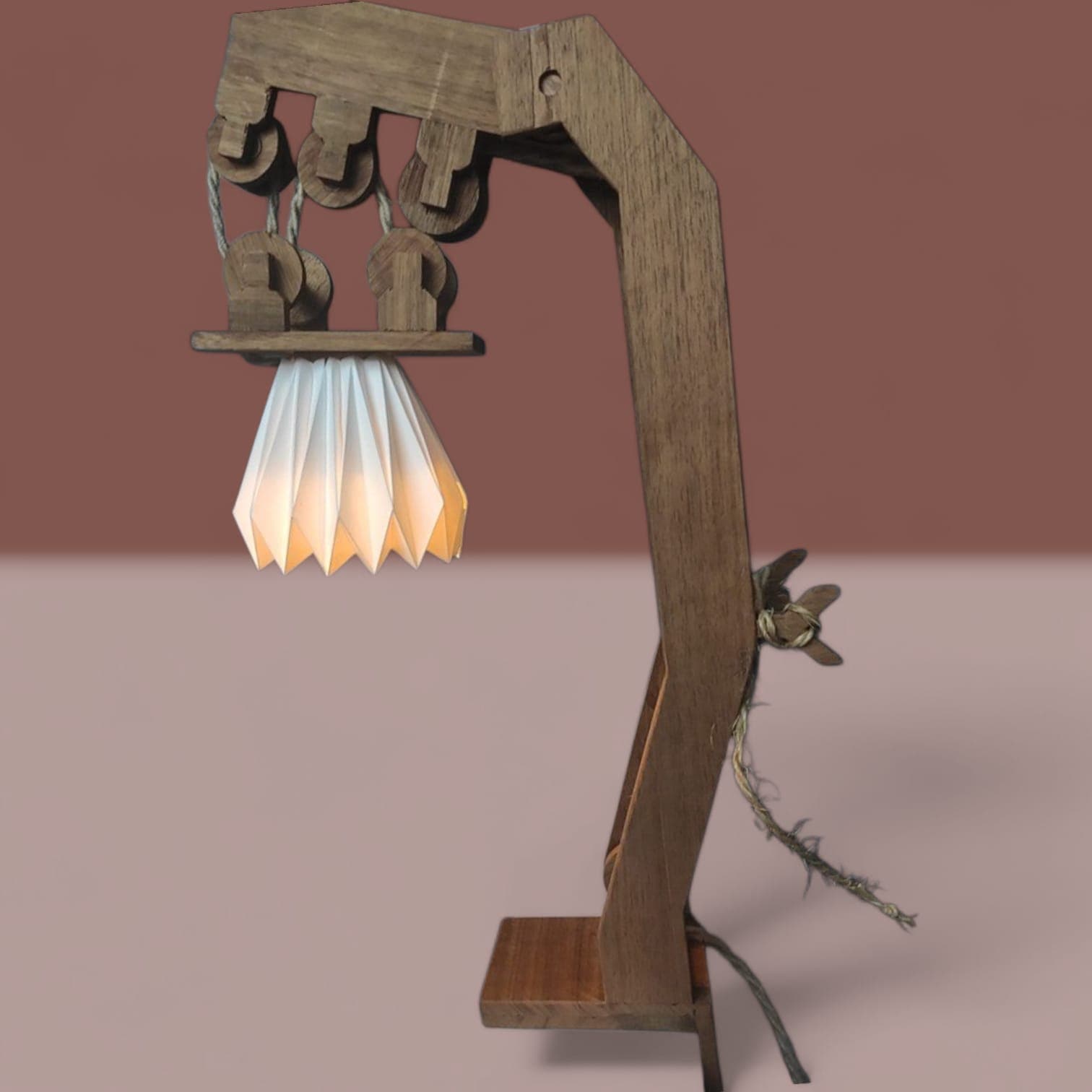Houten bureaulamp